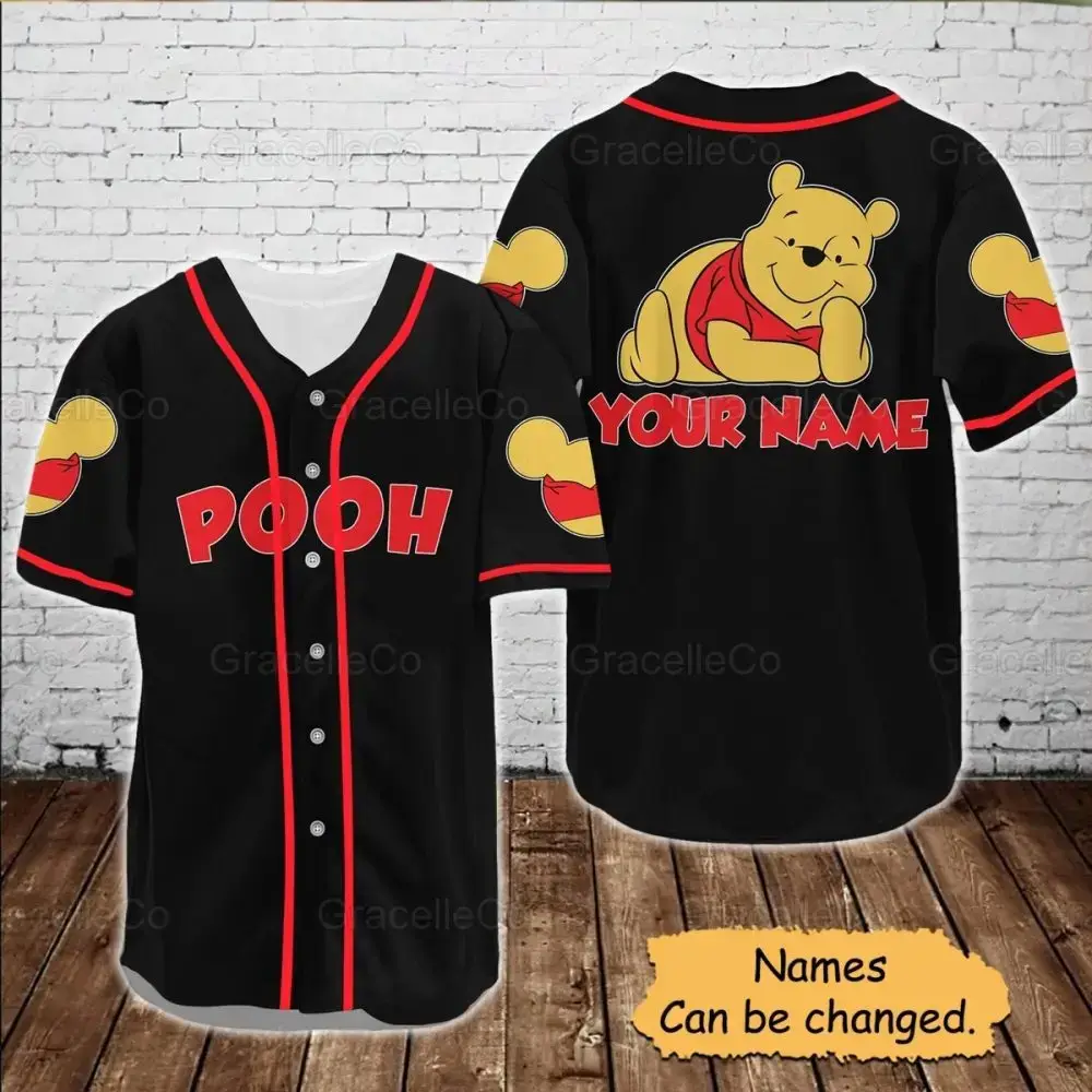 Customizable Pooh Baseball Jersey – Personalize With Your Name – Unique Gift Idea! Image
