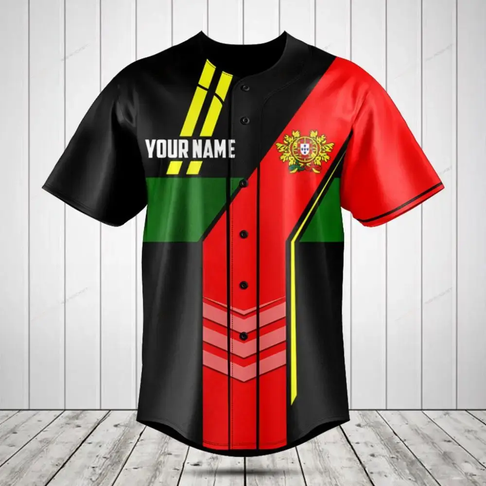 Customizable Portugal Flag Baseball Jersey - Personalized Sportswear Gift Image