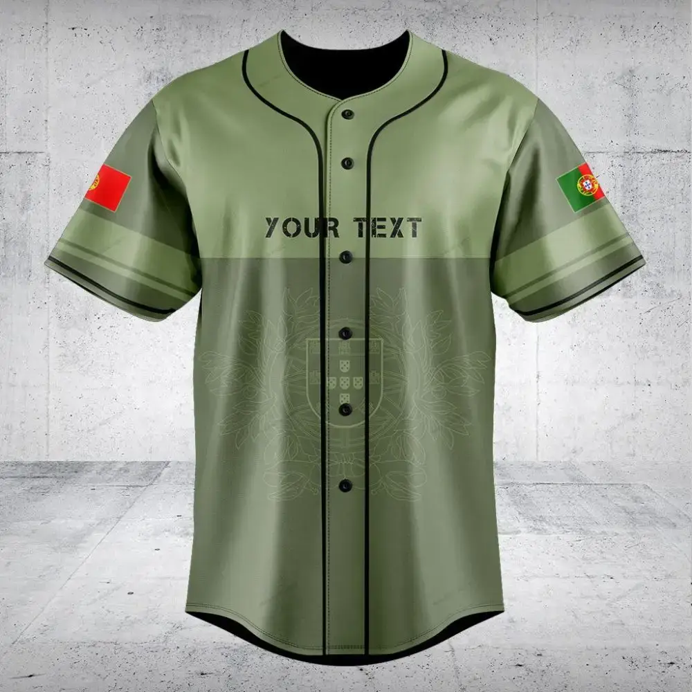 Customizable Portugal Flag Baseball Jersey - Personalized Sportswear Gift Image
