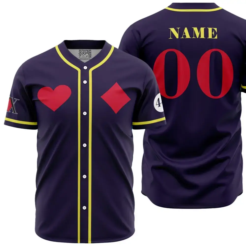 Customizable Purple Baseball Jersey – Stylish Design With Heart & Diamond Graphics Image