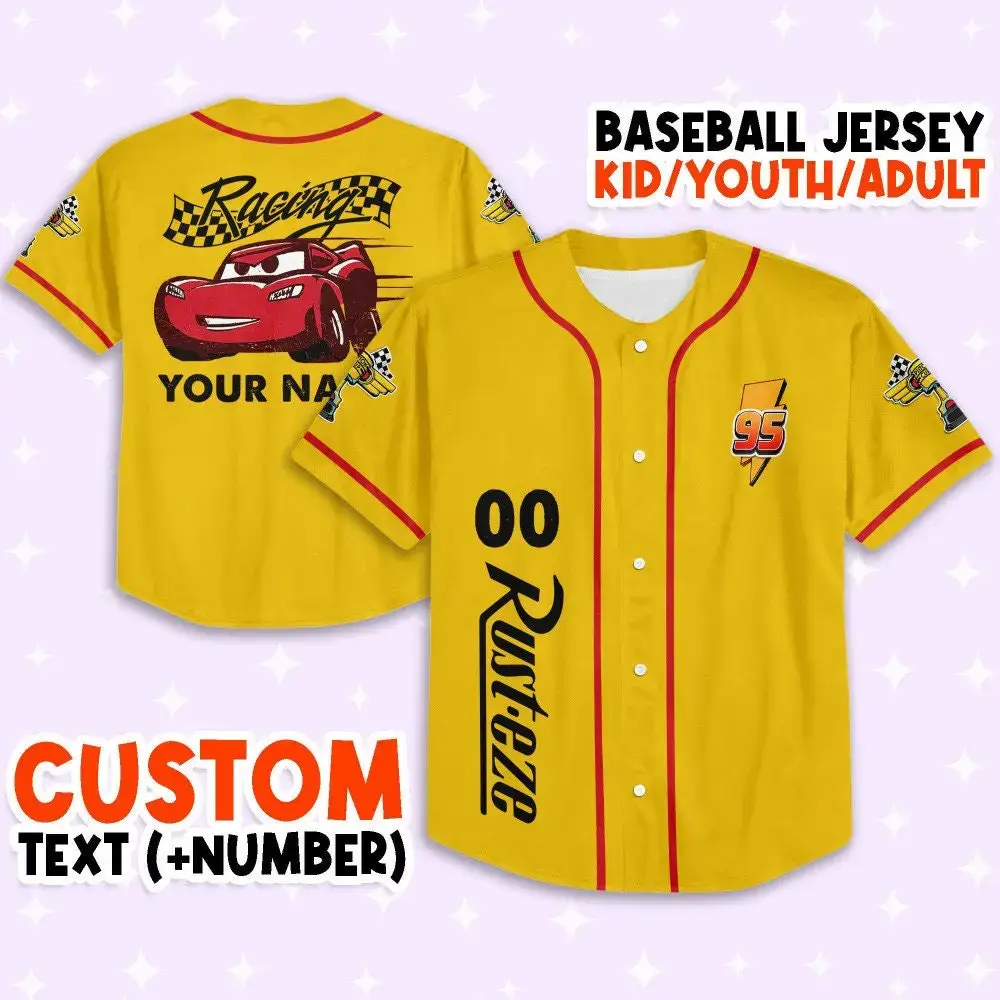 Customizable Racing Baseball Jersey - Kids/Youth/Adult - Add Name & Number - Perfect Gift! Image