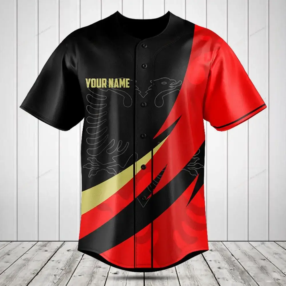 Customizable Red & Black Baseball Jersey – Personalize Your Style Today! Image