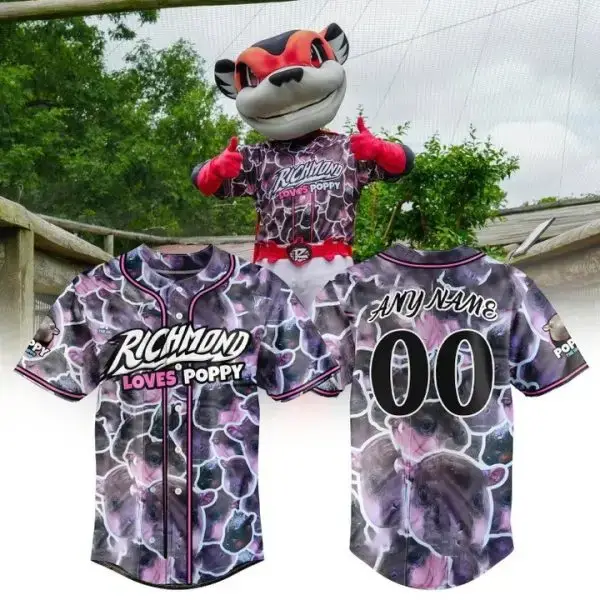 Customizable Richmond Loves Poppy Baseball Jersey - Unique Design, Perfect Gift! Image