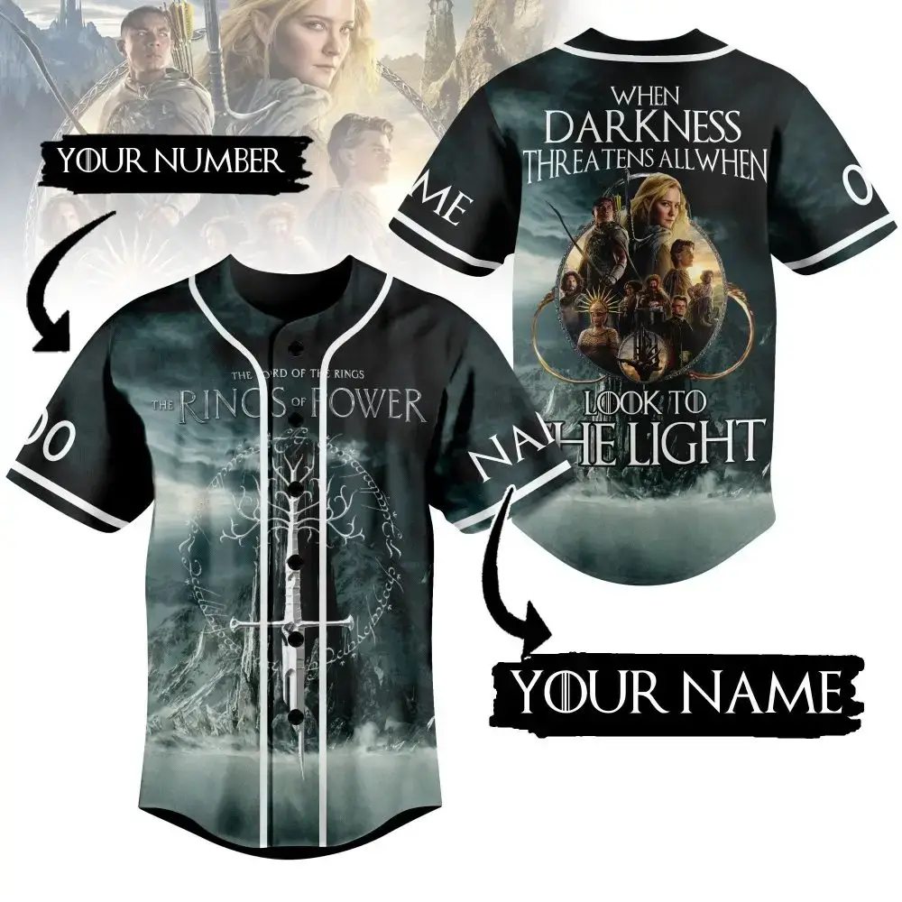 Customizable Rings Of Power Baseball Jersey - Personalize With Name & Number! Image