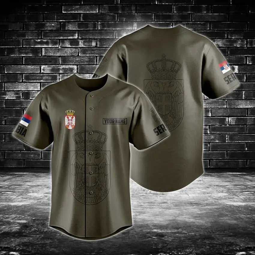 Customizable Serbia Flag Baseball Jersey - Premium Quality Sportswear For Fans Image