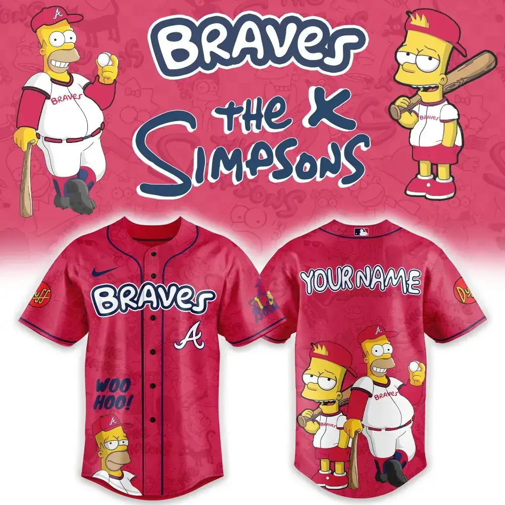 Customizable Simpsons X Braves Baseball Jersey - Unique Fan Apparel Image