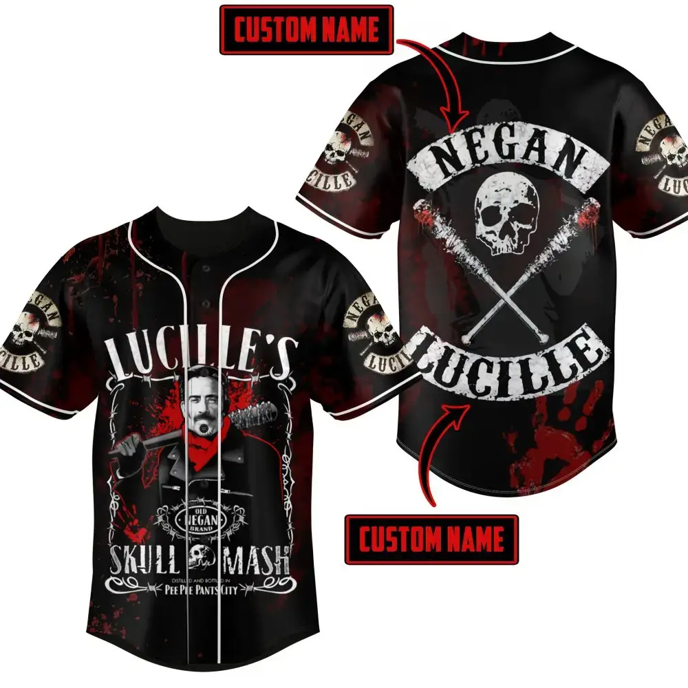 Customizable Skull & Bat Graphic Baseball Jersey – Perfect For Fans & Collectors! Image