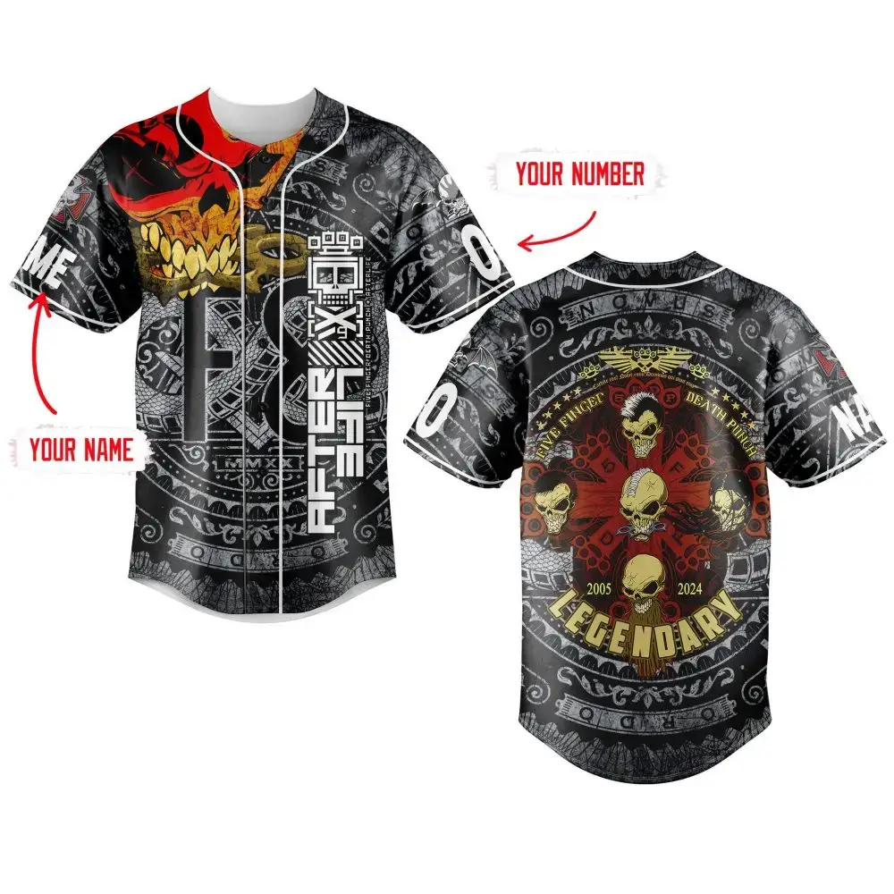 Customizable Skull Baseball Jersey - Personalized Name & Number Gothic Design Image