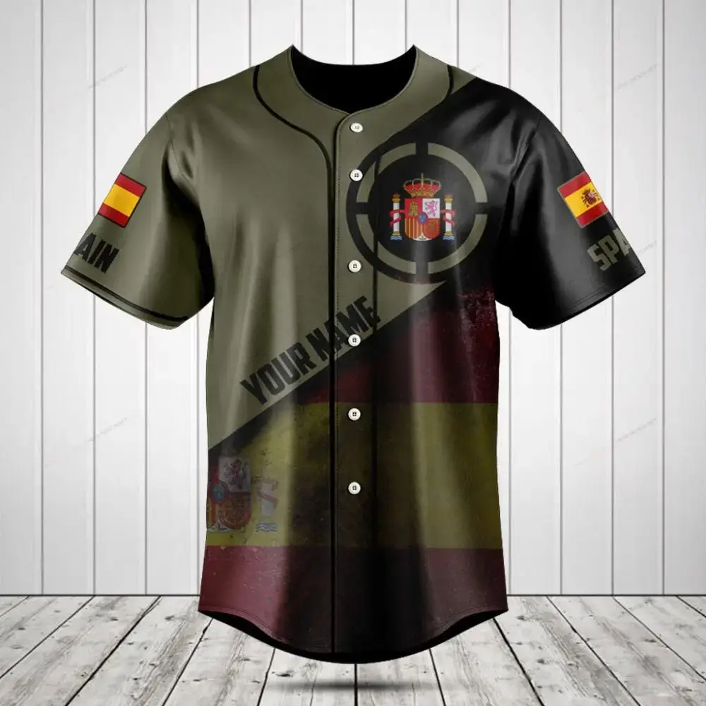 Customizable Spain Flag Baseball Jersey - Personalize Your Style With National Pride Image