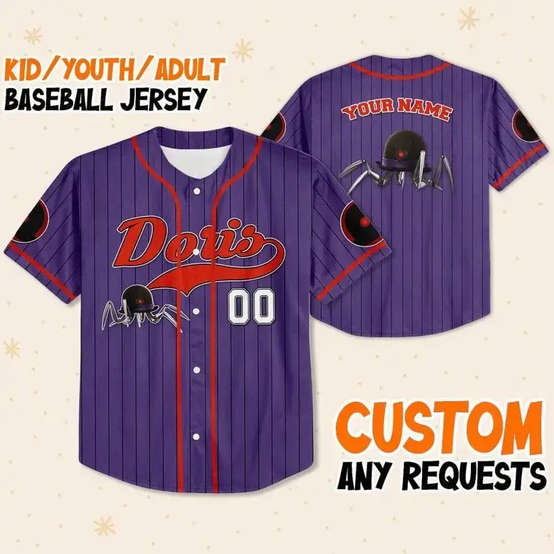 Customizable Spider Design Baseball Jersey - Kids/Youth/Adult - Add Your Name! Image