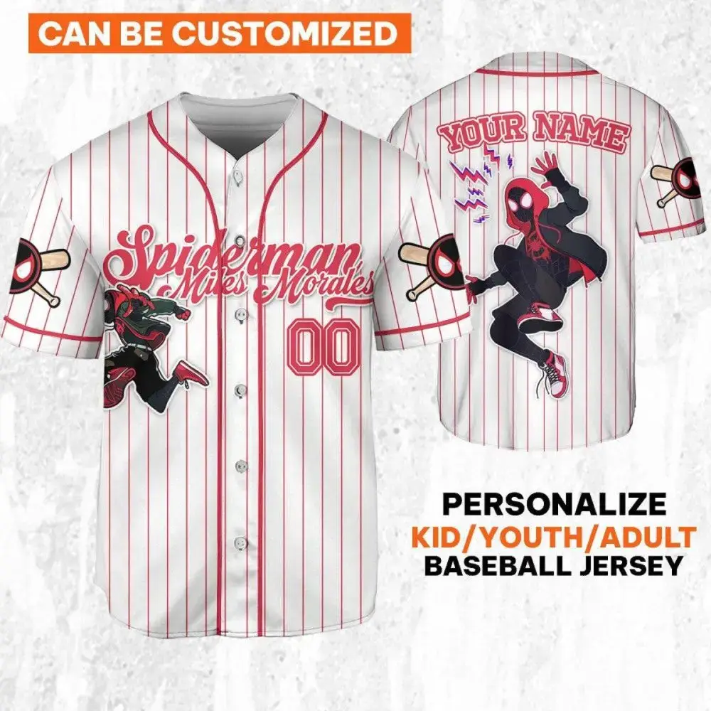 Customizable Spider Hero Baseball Jersey For Kids/Youth/Adults – Add Your Name! Image