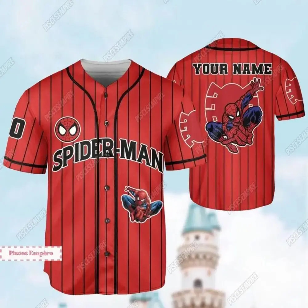 Customizable Spider-Man Baseball Jersey - Personalized Superhero Apparel For Fans Image