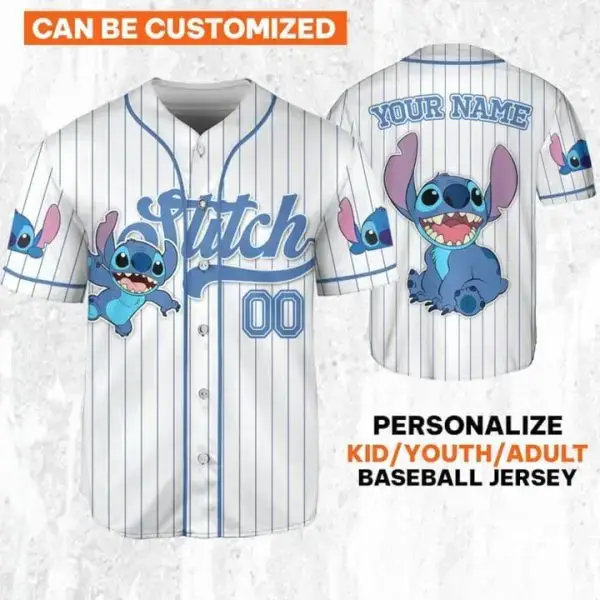 Customizable Stitch Baseball Jersey - Personalize For Kids/Youth/Adults With Your Name Image