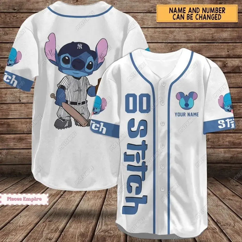 Customizable Stitch Baseball Jersey - Personalized Name & Number - Unique Gift Idea Image