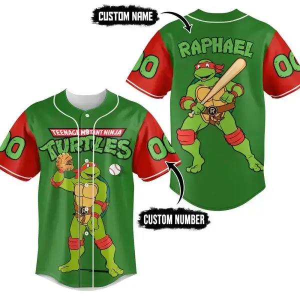 Customizable Teenage Mutant Ninja Turtles Baseball Jersey – Personalized Name & Number Image