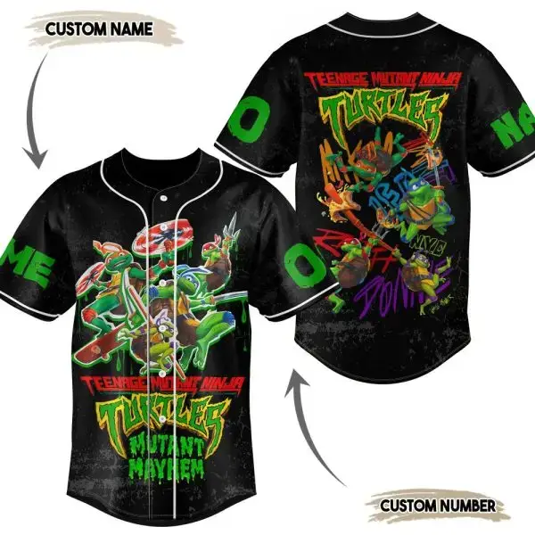 Customizable Tmnt Mutant Mayhem Baseball Jersey – Personalized Name & Number Image