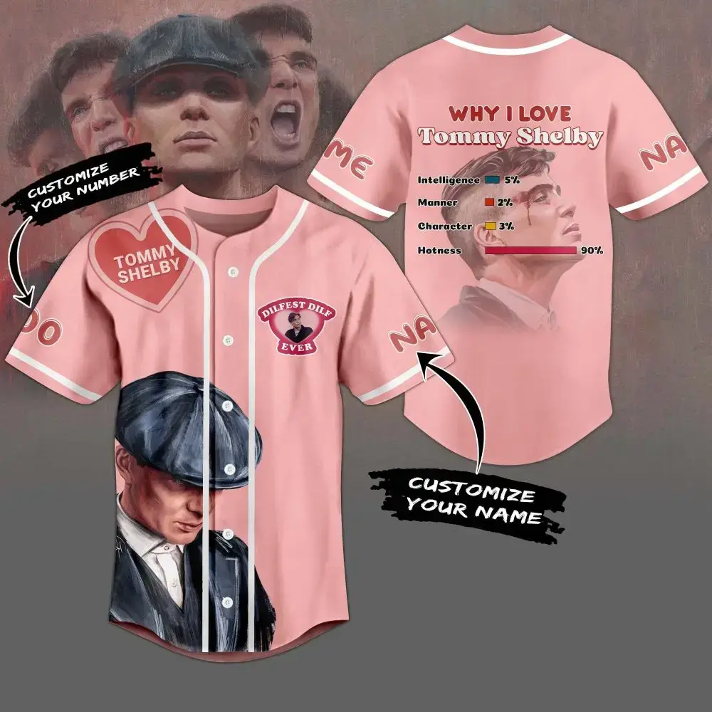 Customizable Tommy Shelby Baseball Jersey - Unique Design, Add Your Name & Number! Image