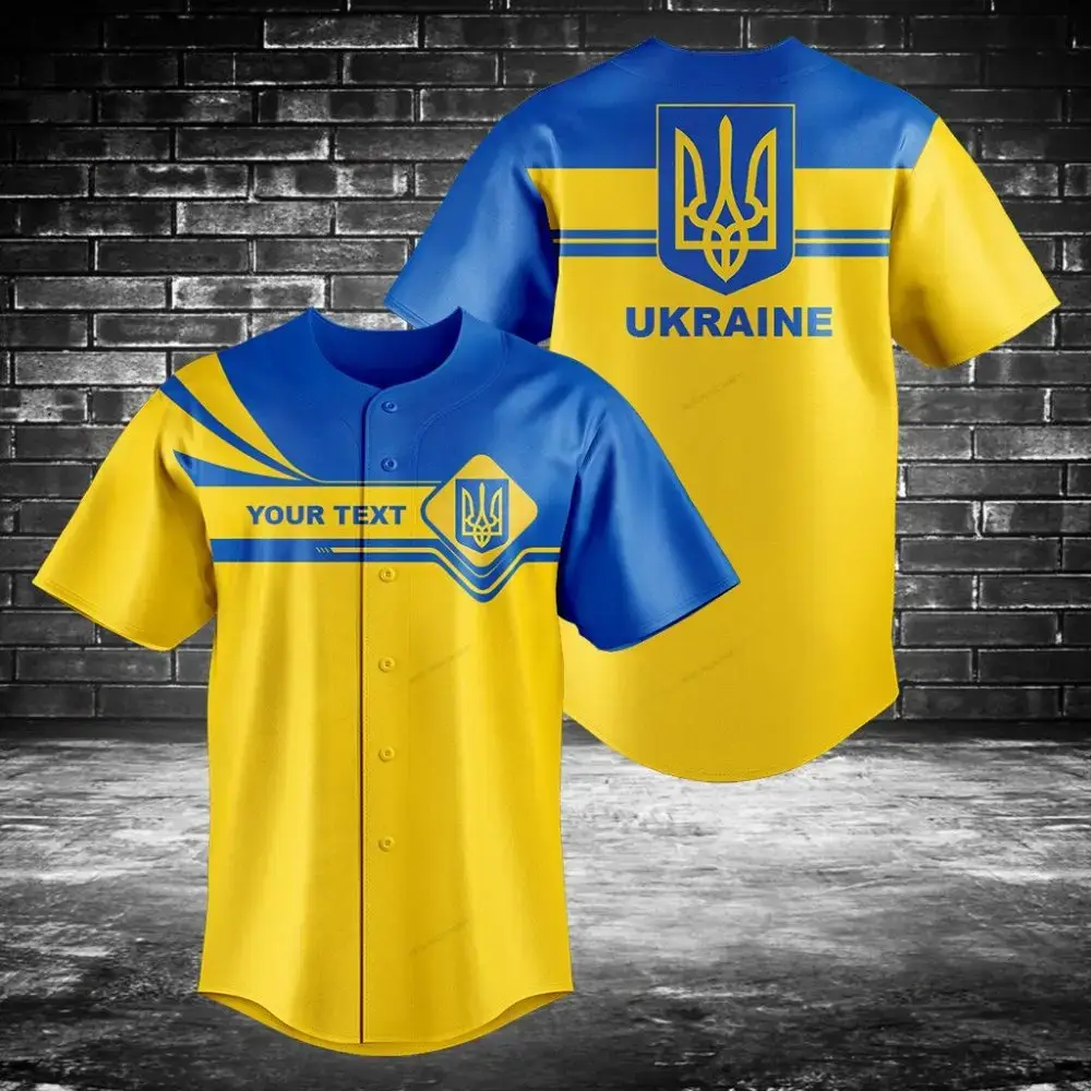 Customizable Ukraine Baseball Jersey – Blue & Yellow National Pride Gear Image