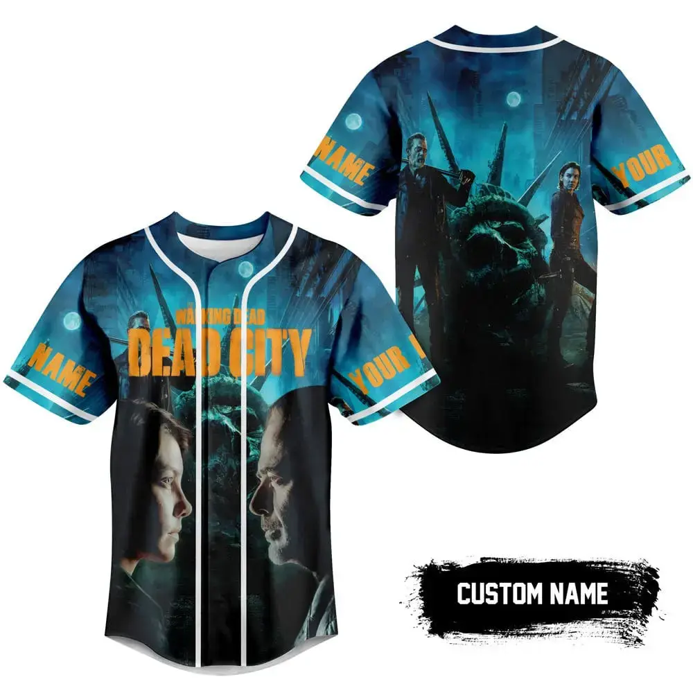 Customizable Walking Dead Dead City Baseball Jersey – Personalized Fan Apparel Image