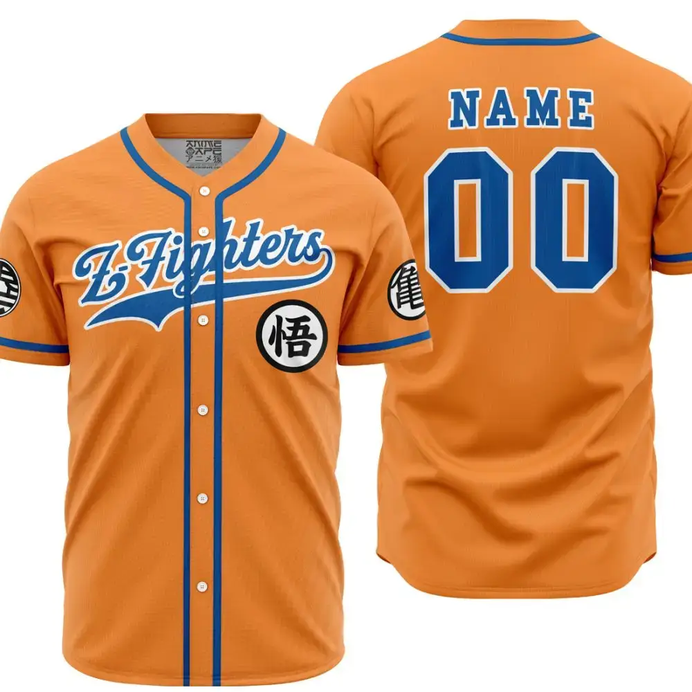 Customizable Z Fighters Baseball Jersey - Anime Fan Gear For Enthusiasts Image