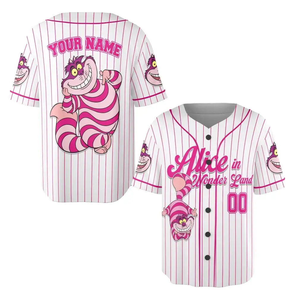 Customize Your Alice In Wonderland Baseball Jersey – Cheshire Cat Design, Perfect Gift! Image