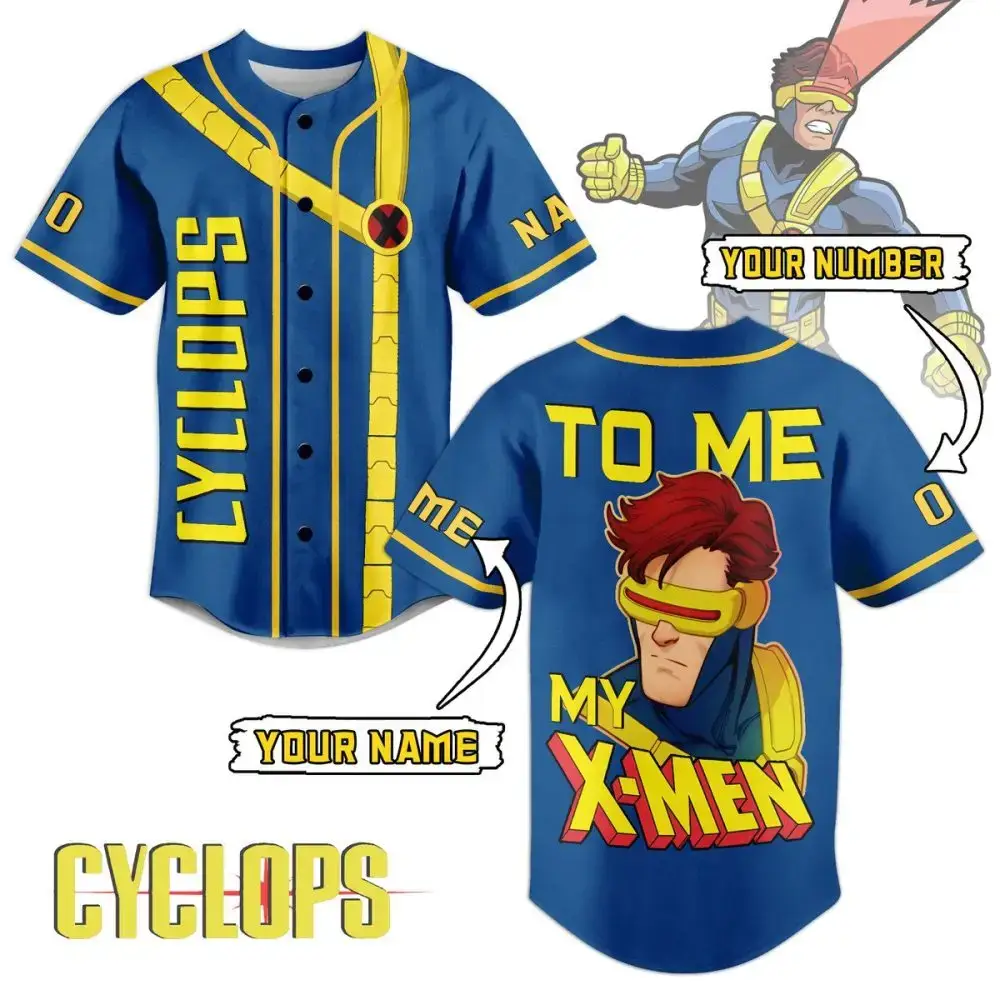 Customize Your Cyclops X-Men Baseball Jersey – Add Name & Number! Image