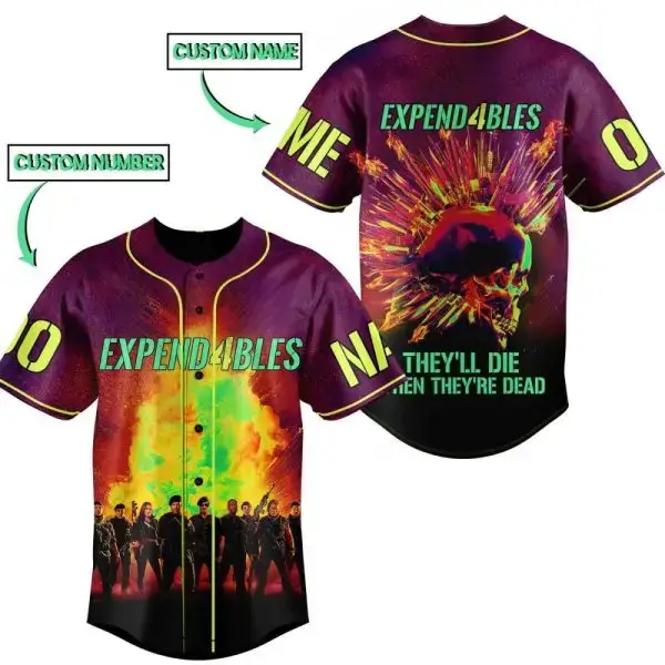 Customize Your Expendables Baseball Jersey - Add Name & Number - Bold Design For Fans Image