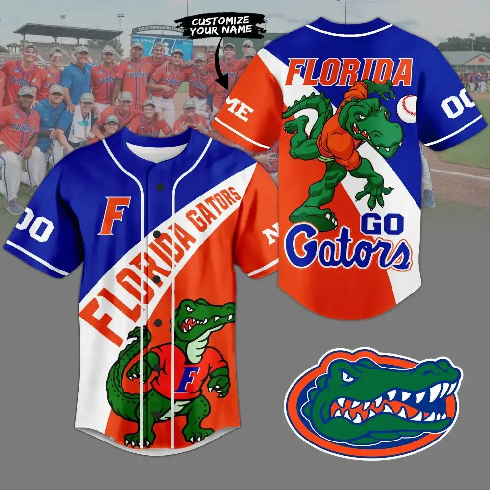 Customize Your Florida Gators Baseball Jersey - Vibrant Alligator Design, Perfect For Fans! Image