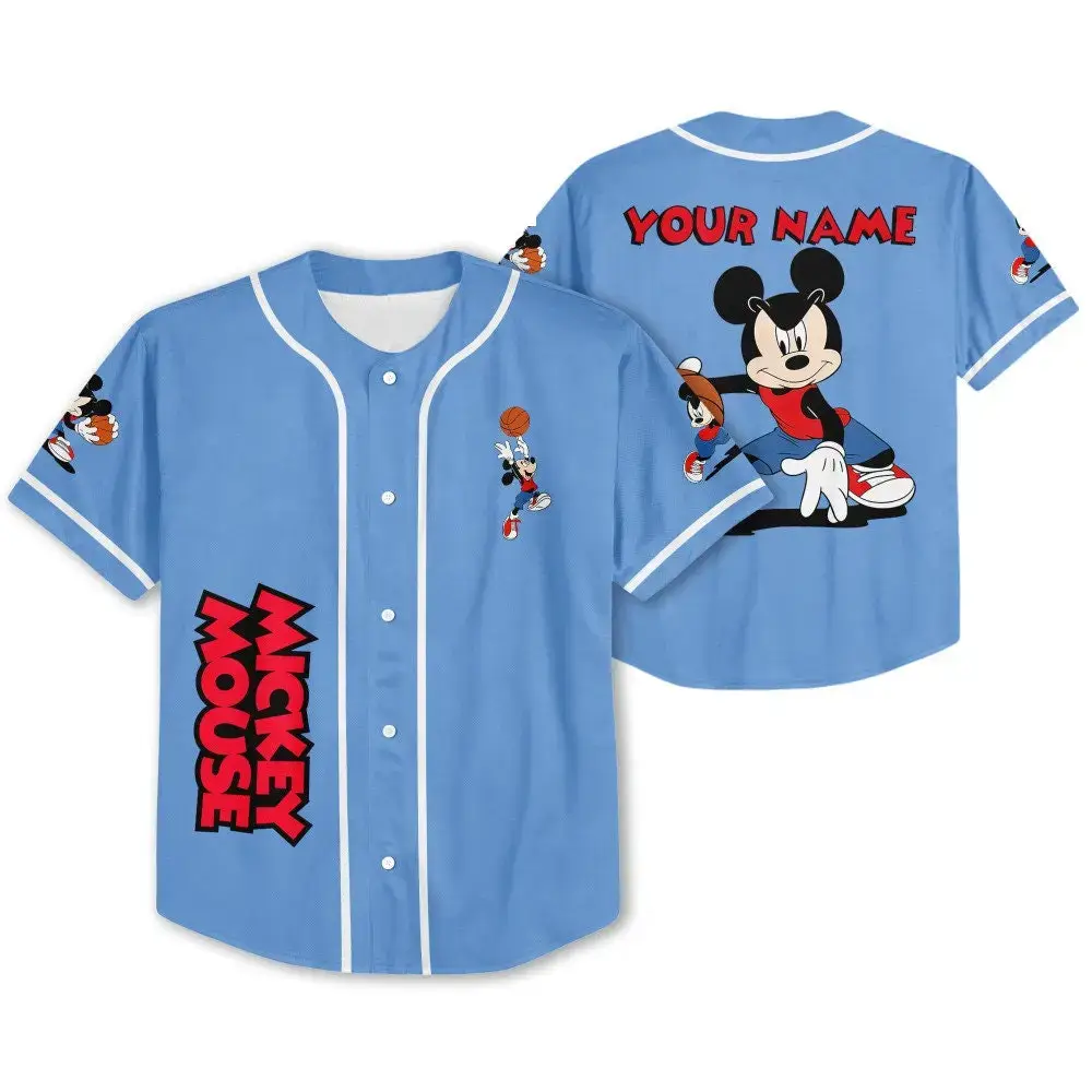 Customize Your Mickey Mouse Baseball Jersey – Personalized Name, Fun Cartoon Design! Image