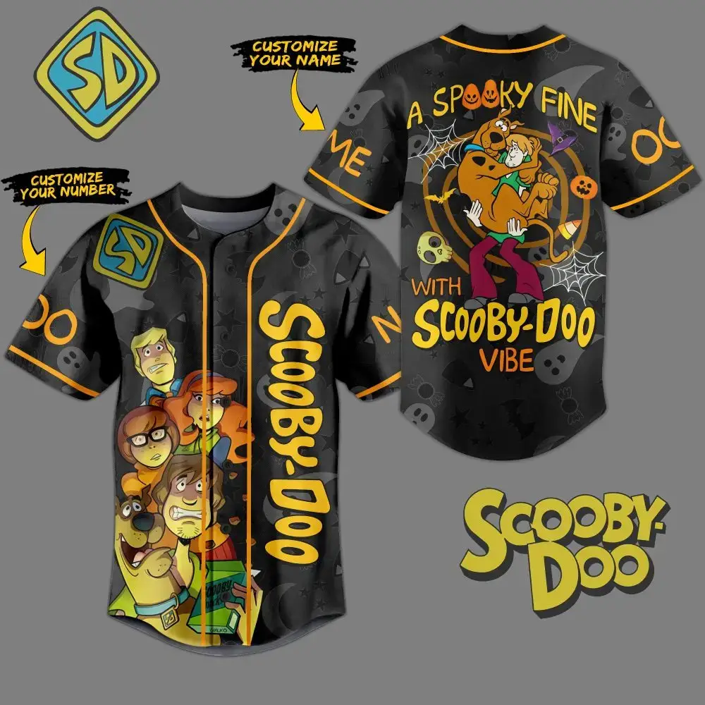 Customize Your Scooby-Doo Halloween Baseball Jersey - Add Name & Number For A Spooky Vibe! Image