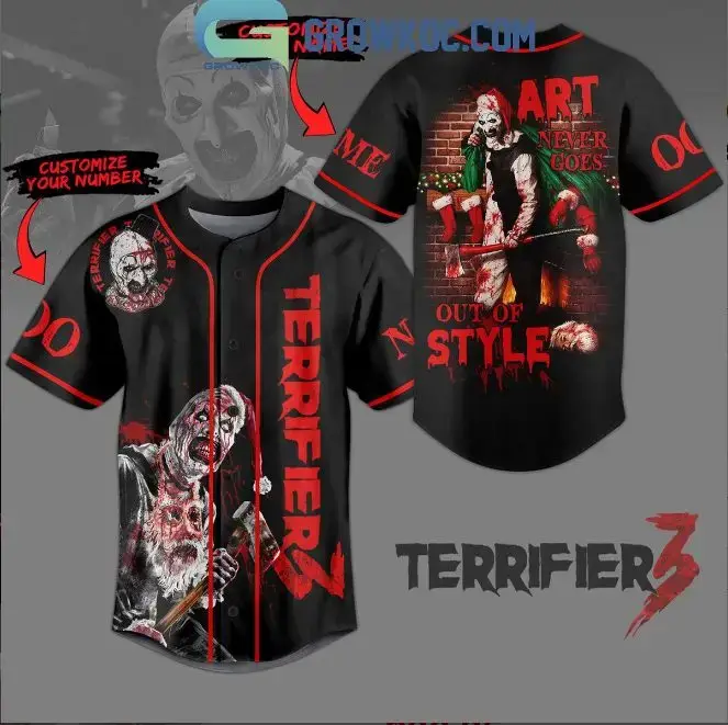 Customize Your Terrifier 3 Baseball Jersey – Horror Art Never Out Of Style – Perfect Gift! Image