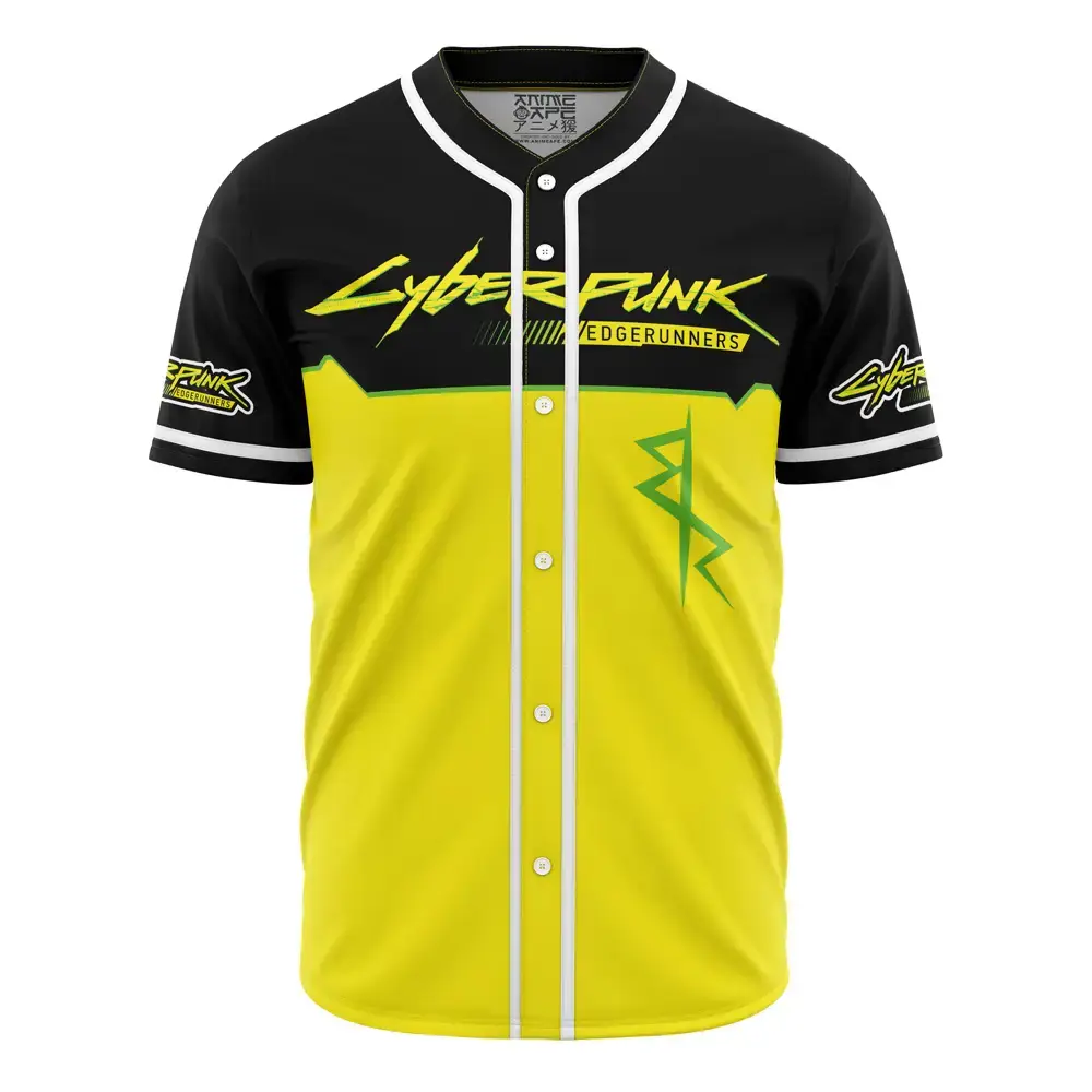 Cyberpunk Edgerunners Baseball Jersey - Bold Yellow & Black Design - Unisex Fashion Tee Image