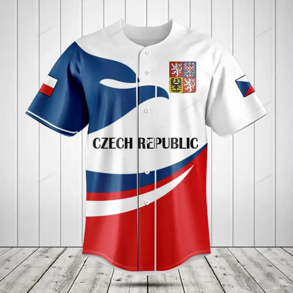 Czech Republic Flag Baseball Jersey - Stylish National Pride Sportswear Image