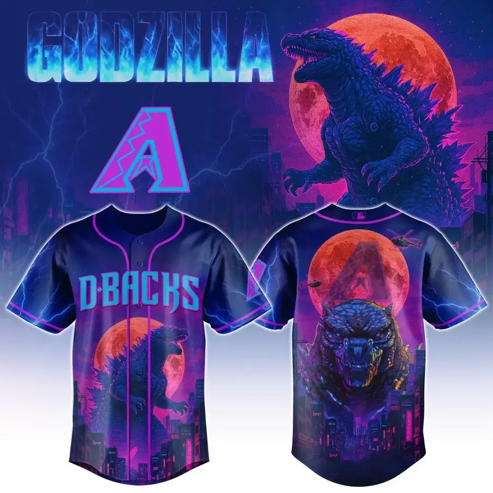 D-Backs Godzilla Themed Baseball Jersey – Vibrant Design, Perfect Gift For Fans! Image