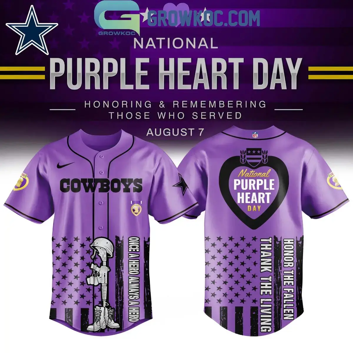 Dallas Cowboys Purple Heart Day 2025 Baseball Jersey Image