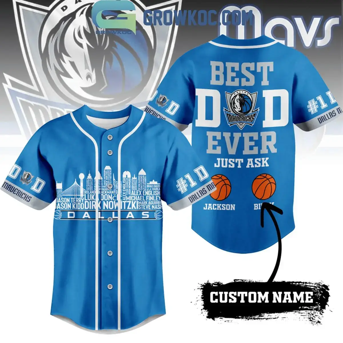 Dallas Mavericks Best Dad Ever Just Ask Personalized Baseball Jersey Image