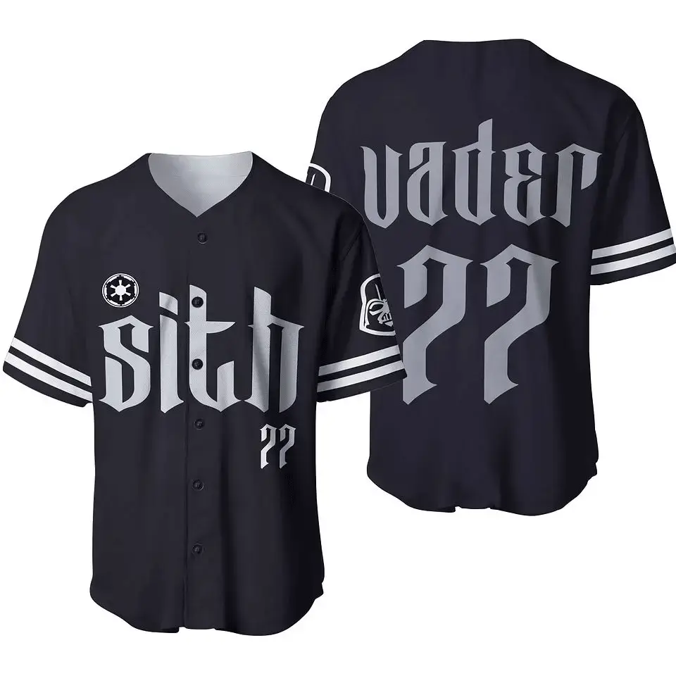 Dark Side Baseball Jersey - Vader 22 Sith Design , Unisex Star Themed Apparel Image