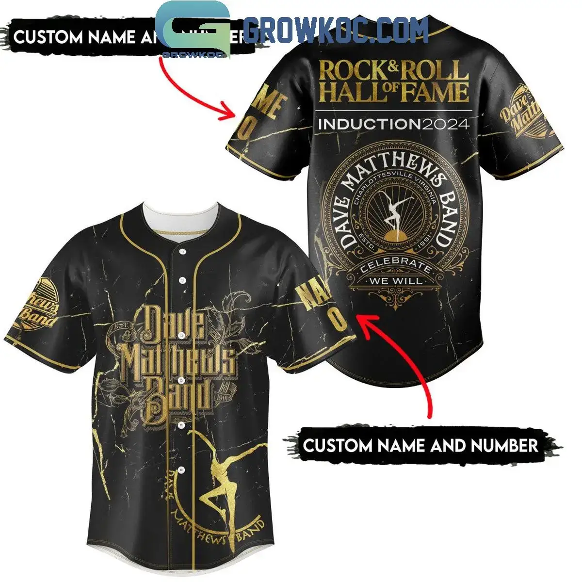 Dave Matthews Band 2024 Rock N' Roll Hall Of Fame Personalized Baseball Jersey Image