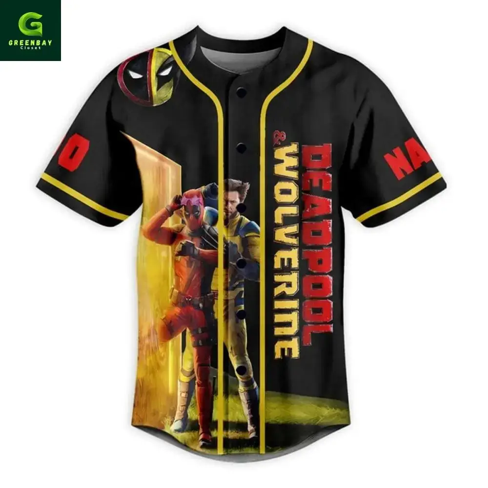 Deadpool & Wolverine Graphic Baseball Jersey - Comic Fan Apparel, Unisex, Limited Edition Image