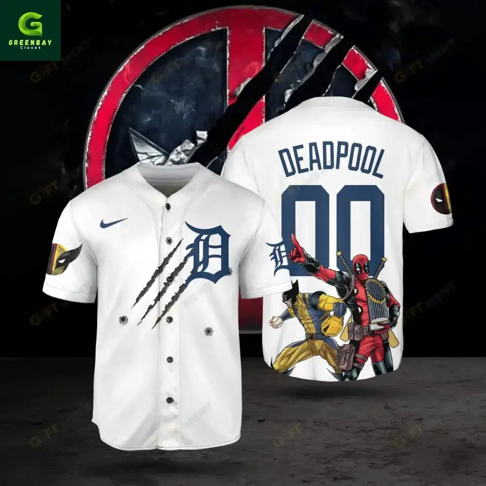 Deadpool & Wolverine Themed Baseball Jersey – Unique Comic Fan Apparel Image