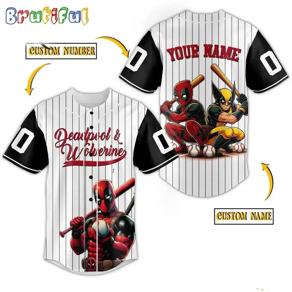 Deadpool And Wolverine Custom Baseball Jersey Image