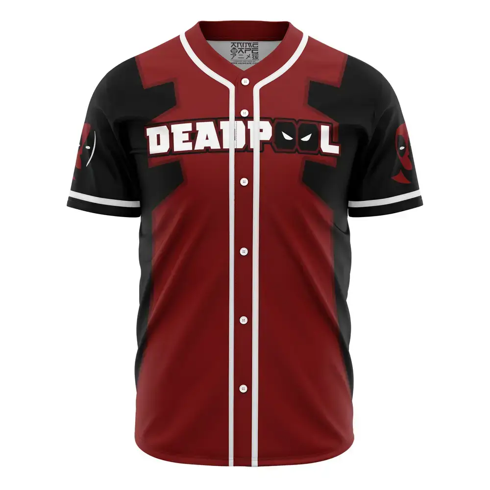 Deadpool Baseball Jersey - Premium Red & Black Cosplay Shirt For Fans Image