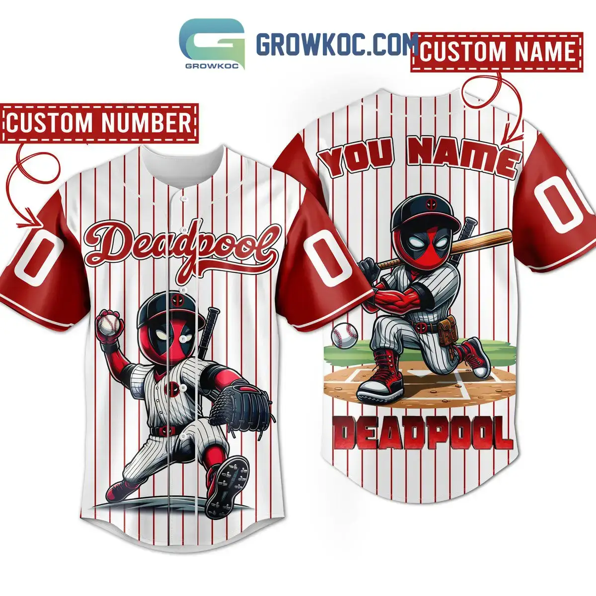 Deadpool Marvel Fan Love Personalized Baseball Jersey Image