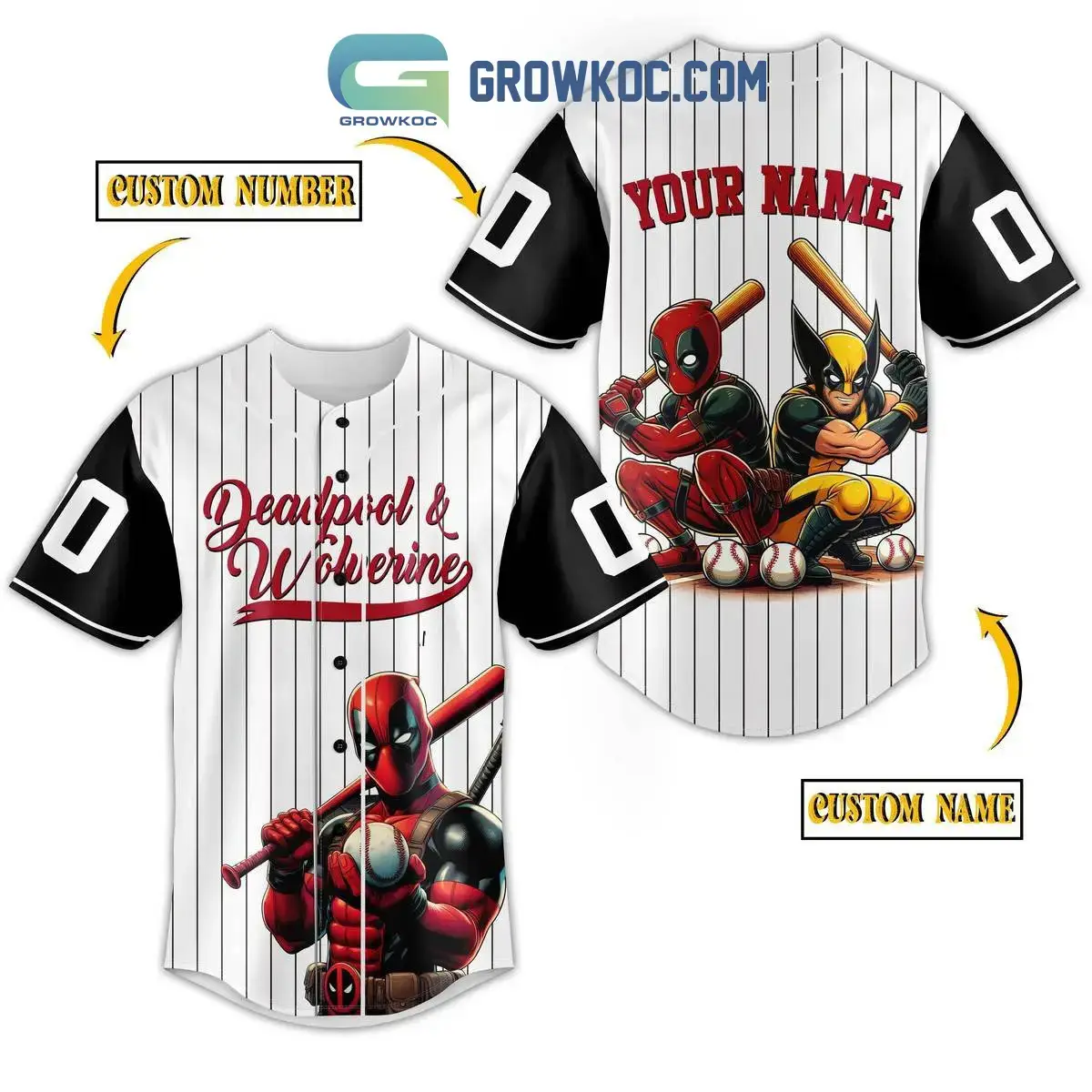Deadpool Marvel Wolverine Fan Love Personalized Baseball Jersey Image