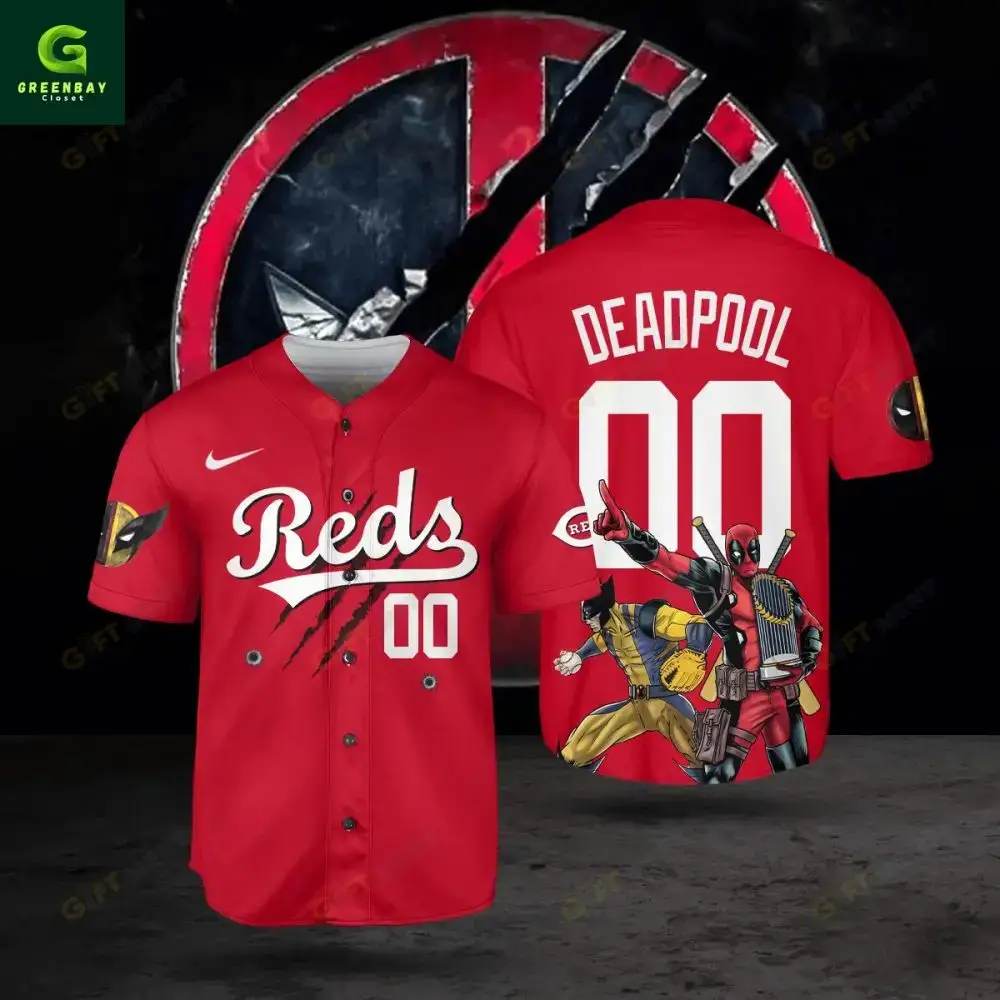 Deadpool Reds Baseball Jersey – Heroic Style For Marvel Fans – Limited Edition Image