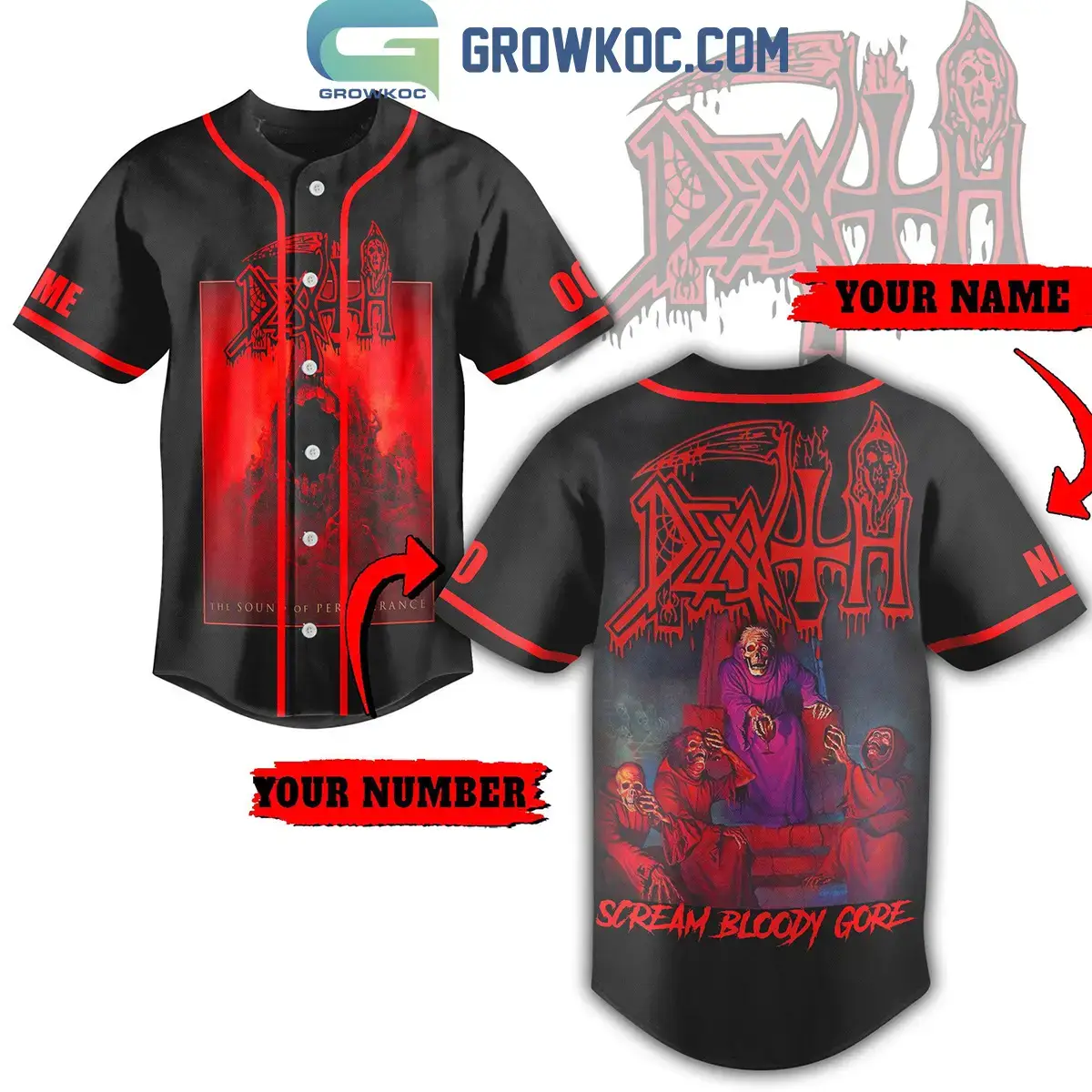 Death Metal Band Scream Bloody Gore Personalized Baseball Jersey Image