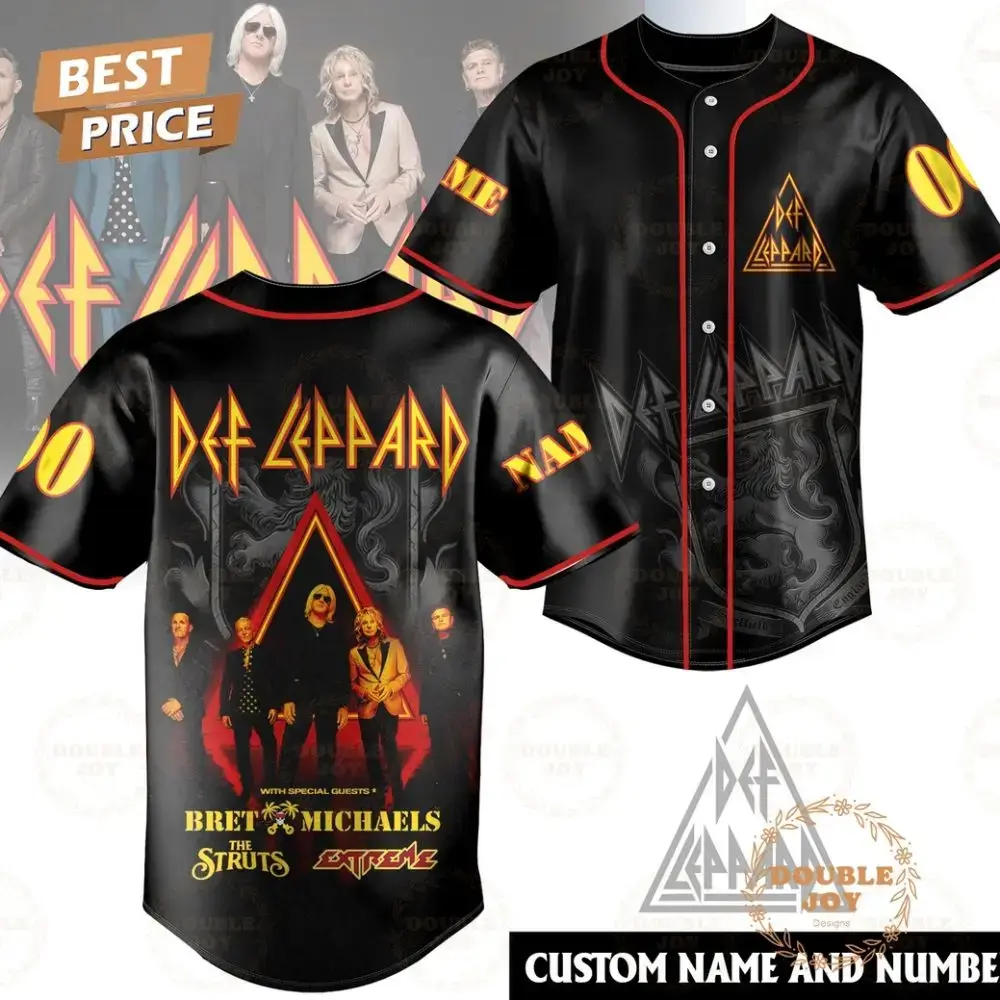 Def Leppard 2025 With Special Guest Bret Michaels Custom Name New Limited Edition Baseball Jersey Image