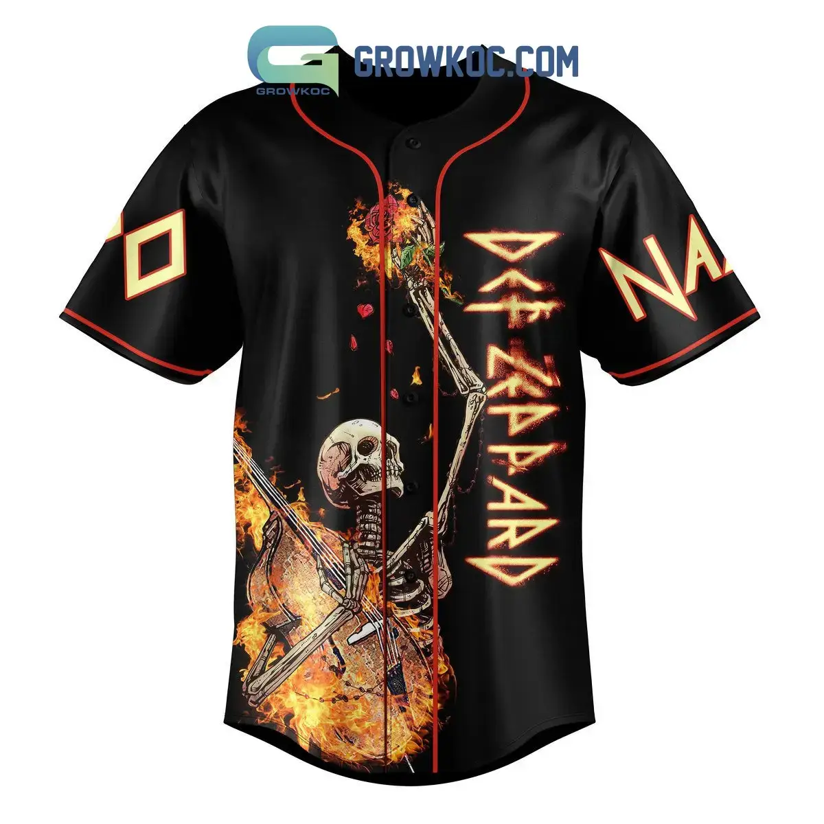 Def Leppard Guitar On Fire Personalized Baseball Jersey Image