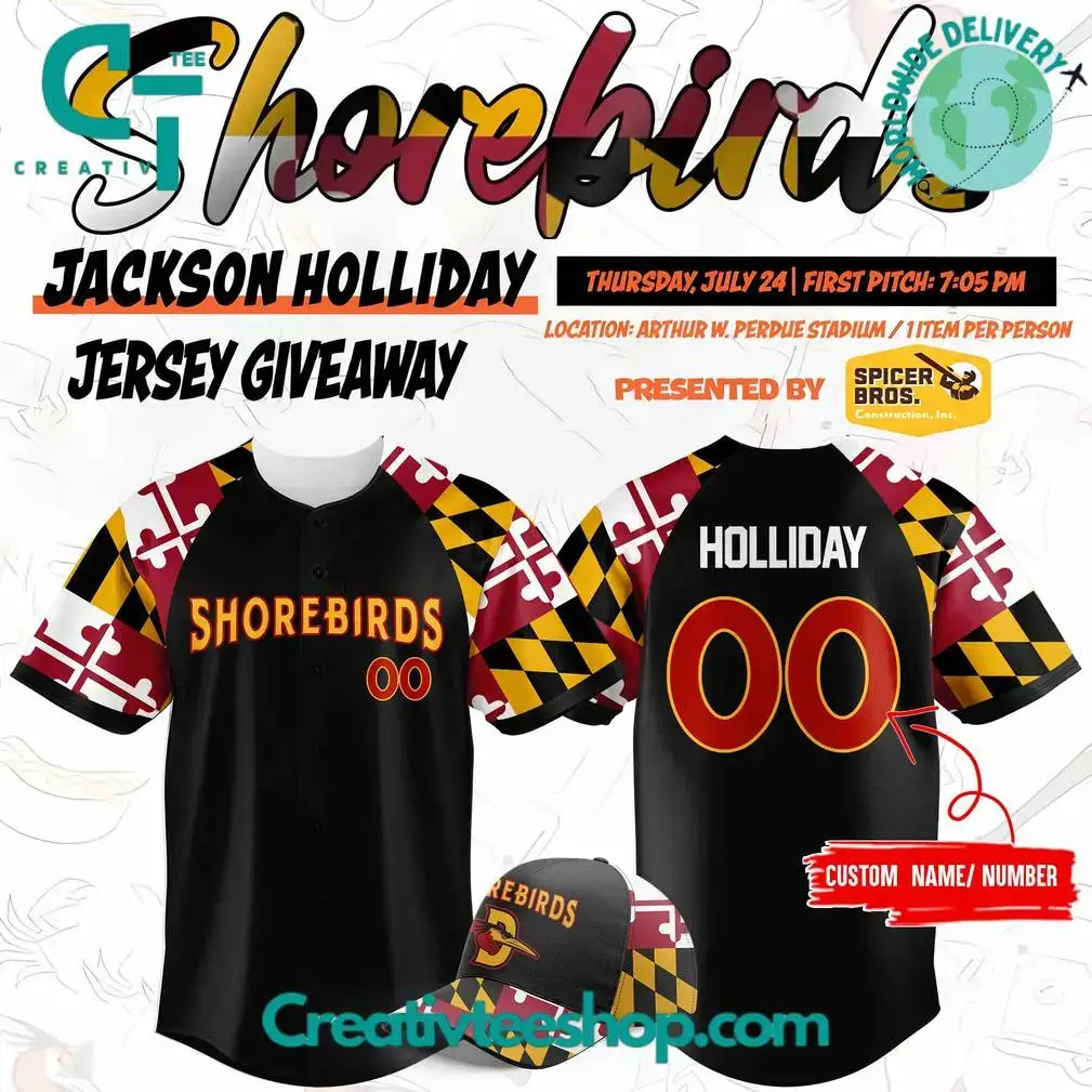 Delmarva Shorebirds Maryland Pride Jackson Holliday Custom Baseball Jersey Image