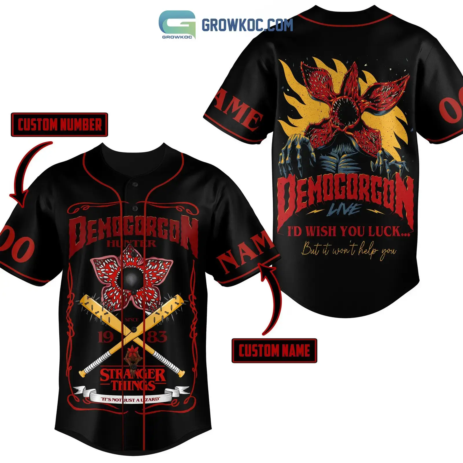Demogorgon Hunter 1983 Stranger Things Personalized Baseball Jersey Image